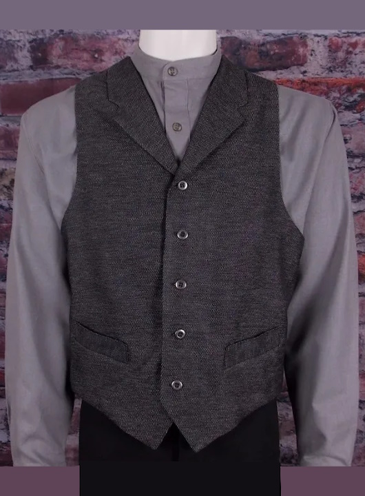 (image for) Maverick Western Herringbone Vest Lapels & Welt Pockets